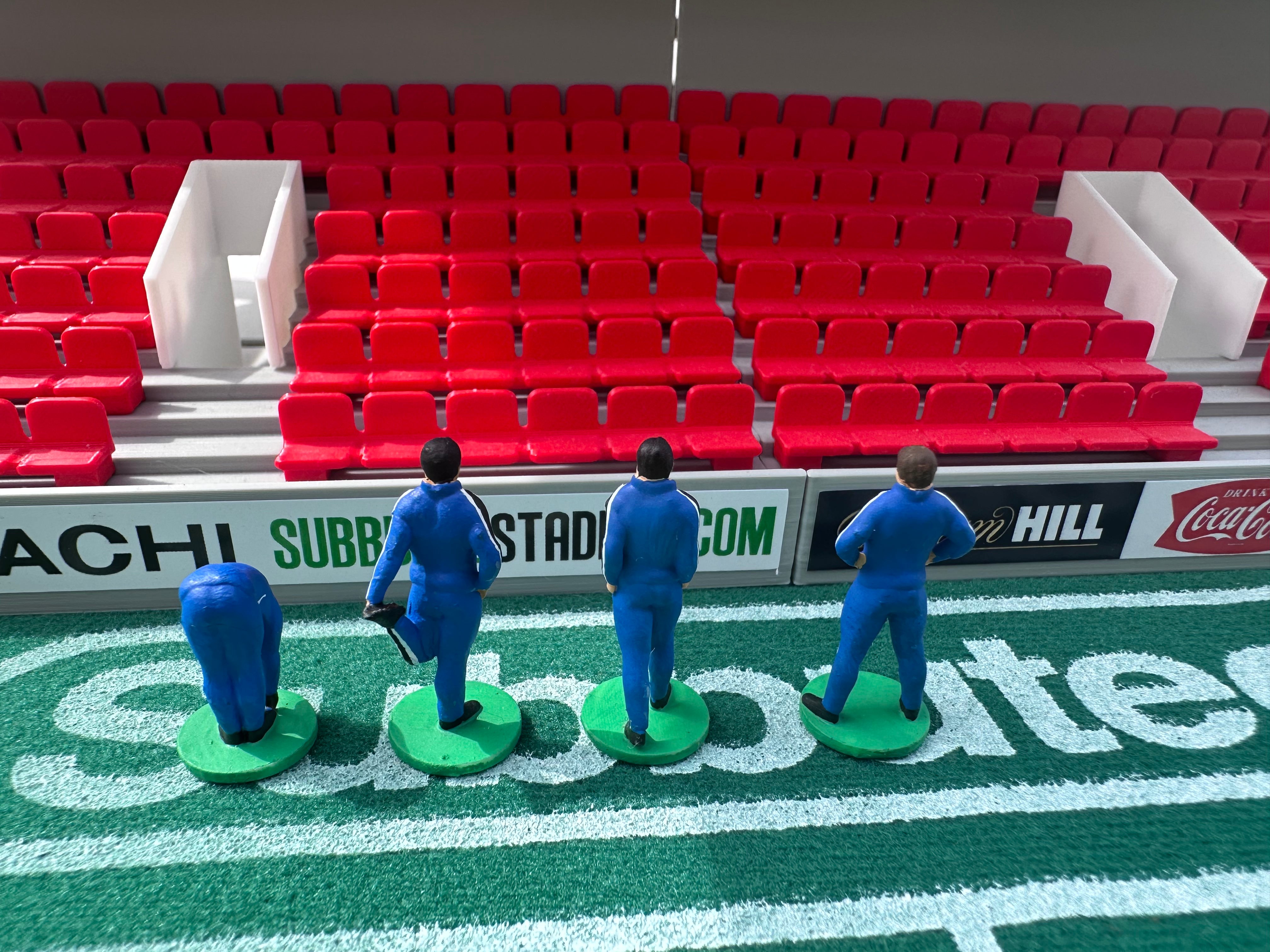 Reserve players warming up – Hand-Painted Subbuteo Accessory (Set of 4)