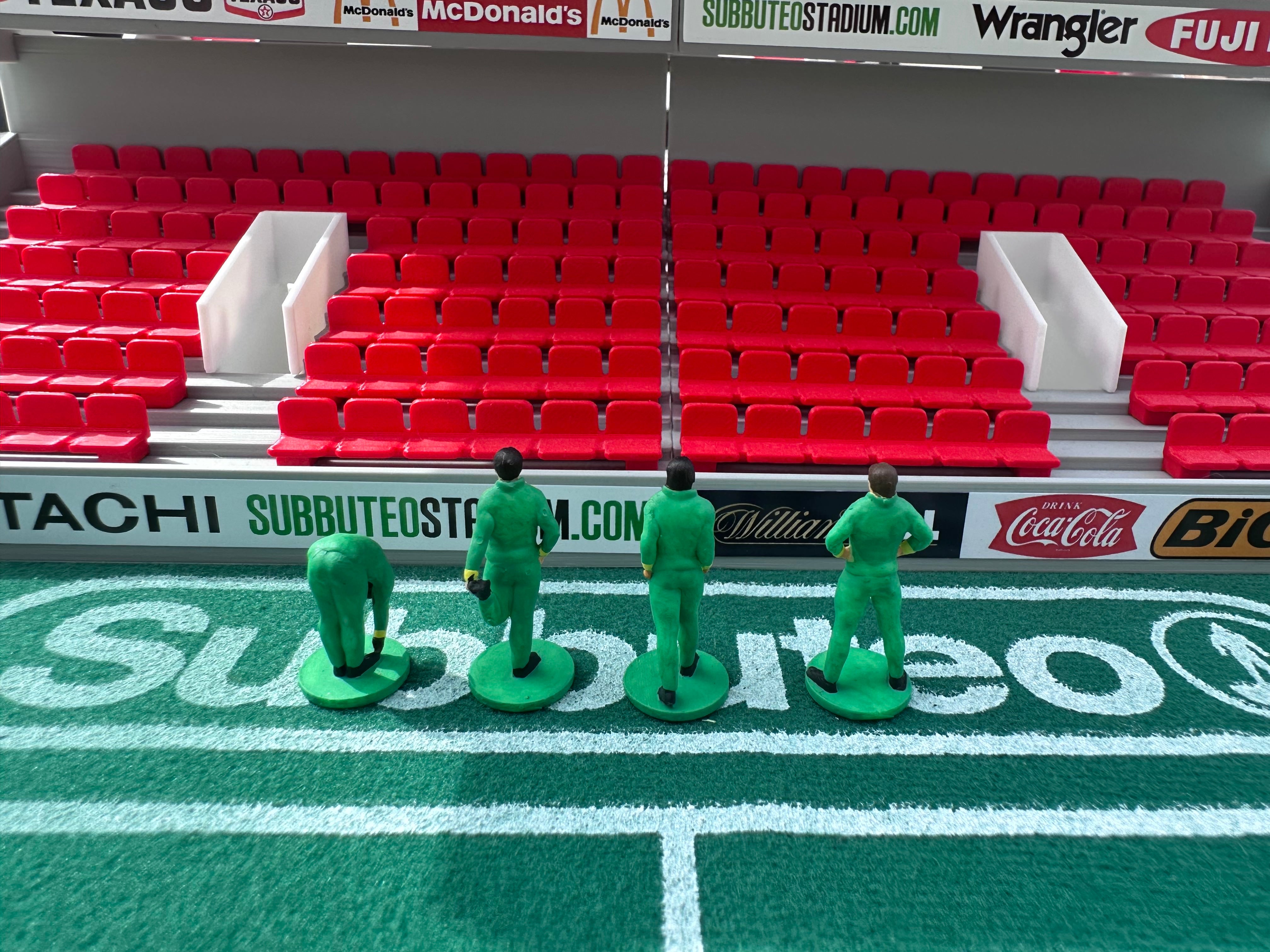 Reserve players warming up – Hand-Painted Subbuteo Accessory (Set of 4)