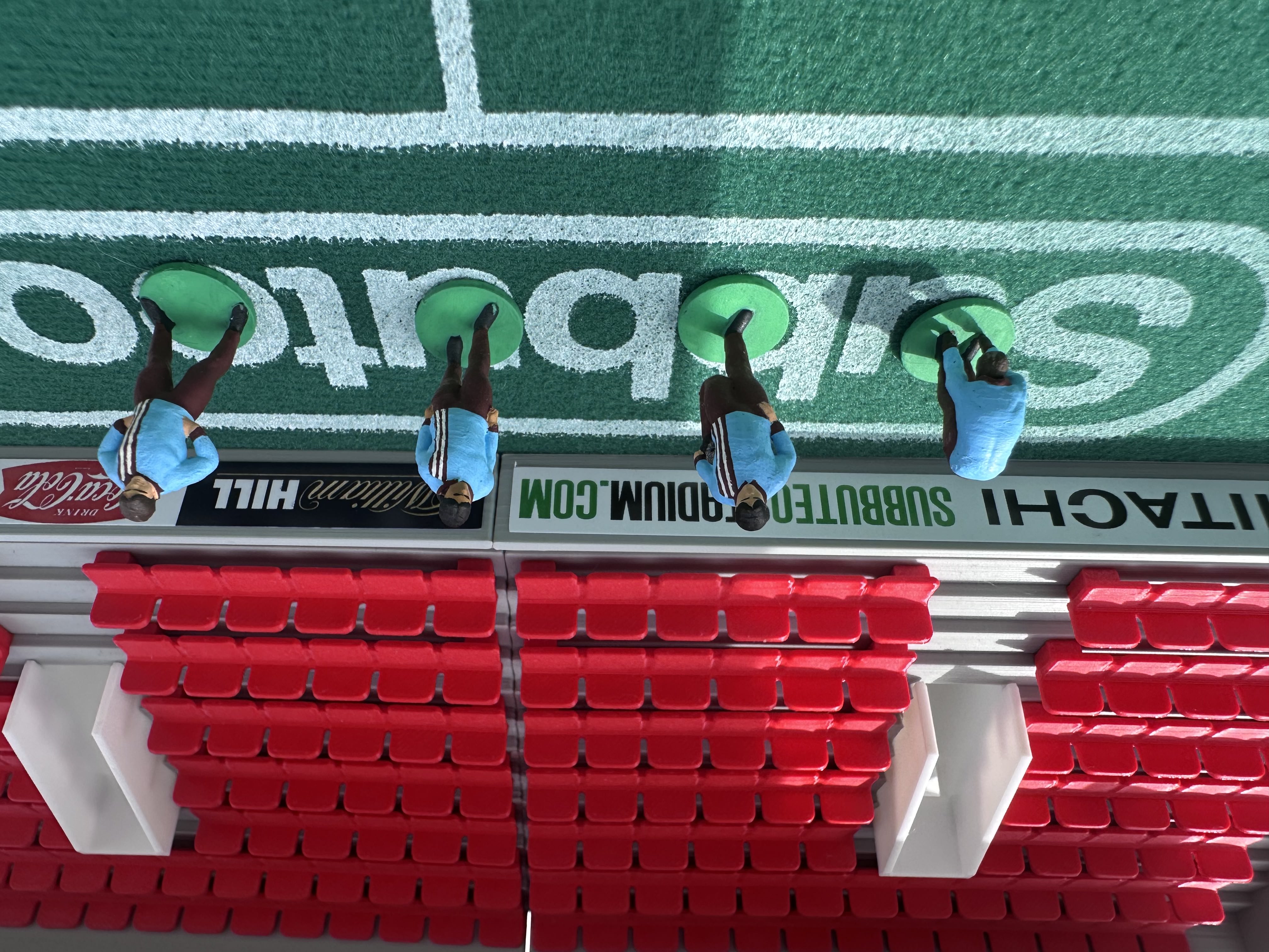 Reserve players warming up – Hand-Painted Subbuteo Accessory (Set of 4)