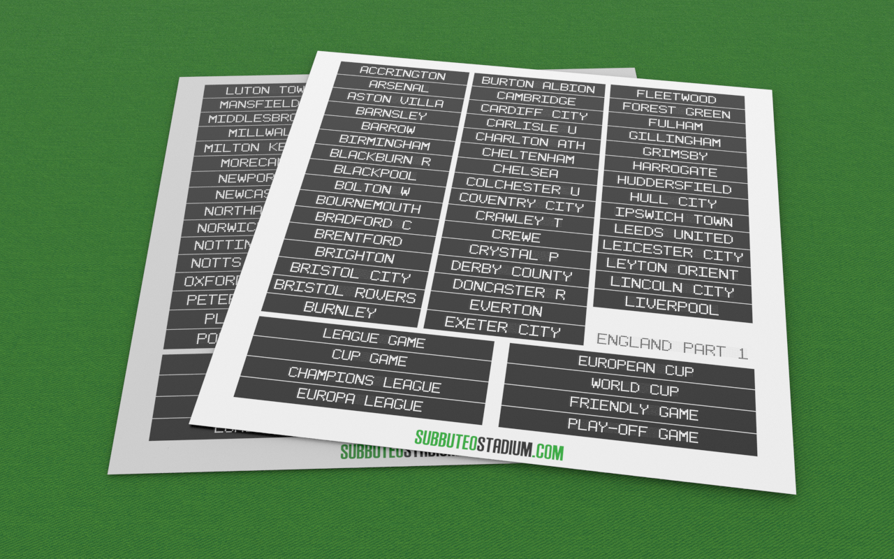 Name tags with 92 English profesional football clubs