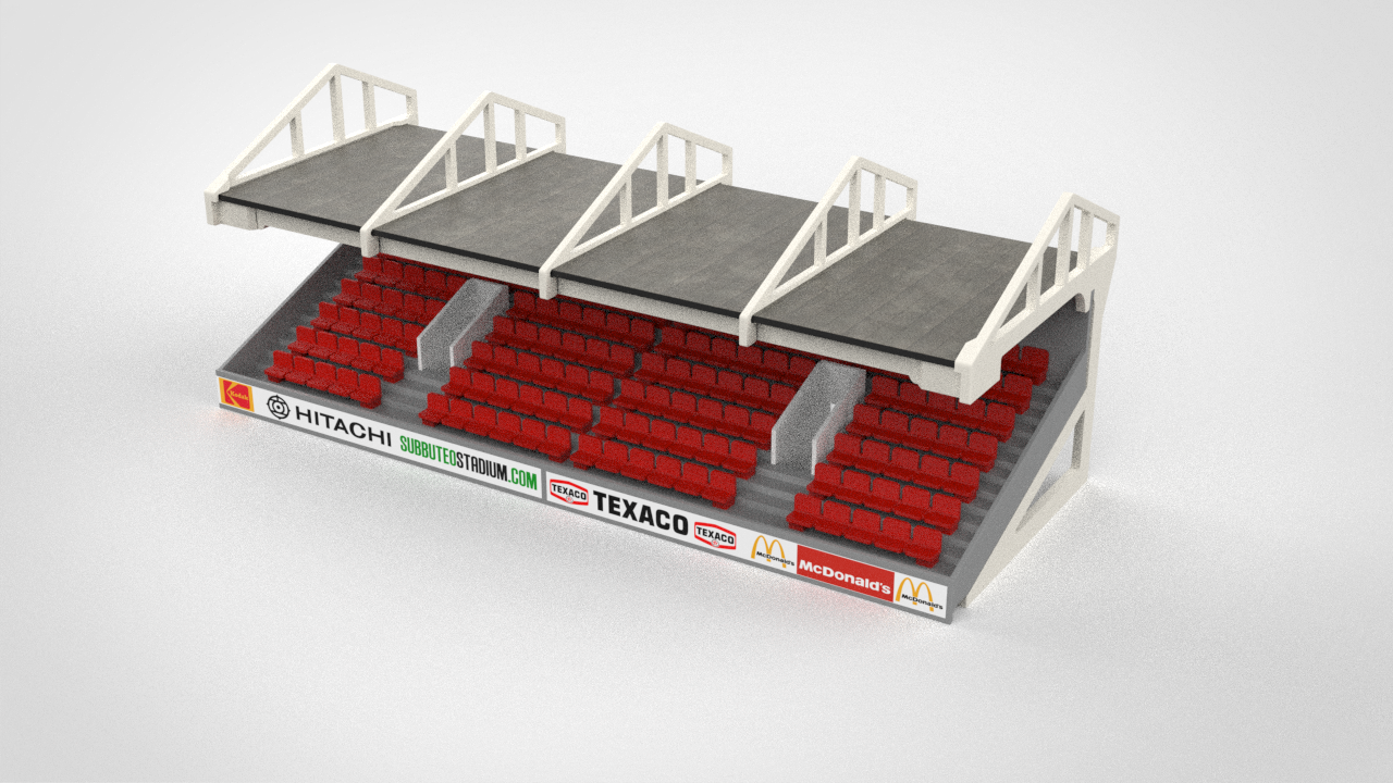 Single tier construction with roof for Terraces T1 , T3 and T5