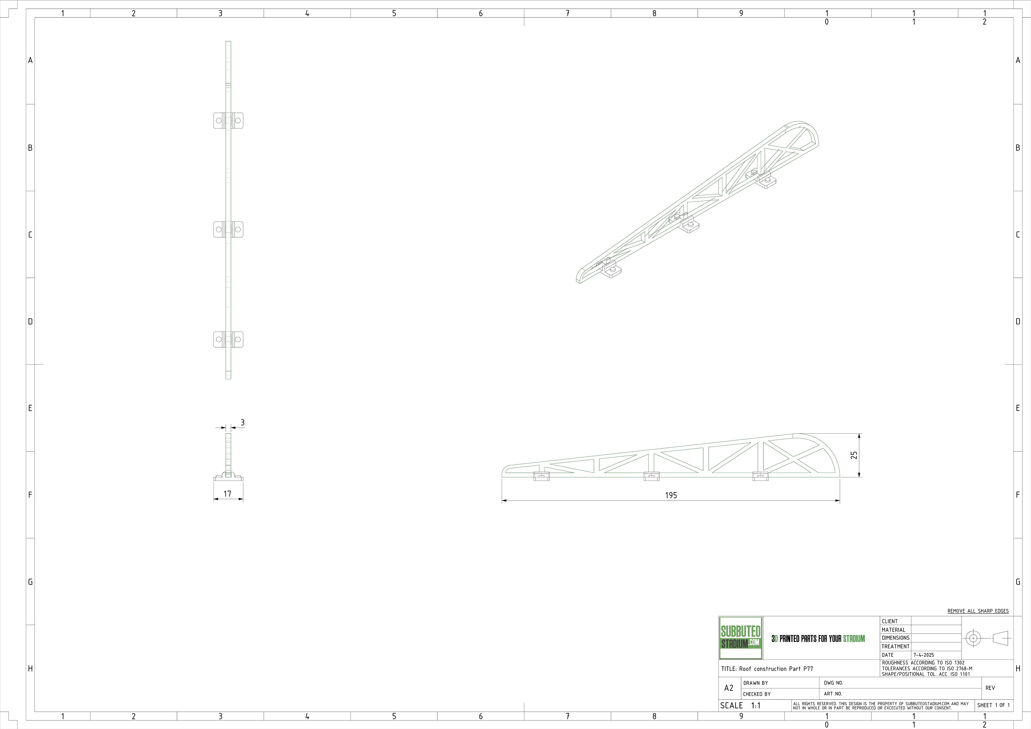 ROUNDED ROOF CONSTRUCTION PARTS (SET OF 2) FOR GRANDSTANDS