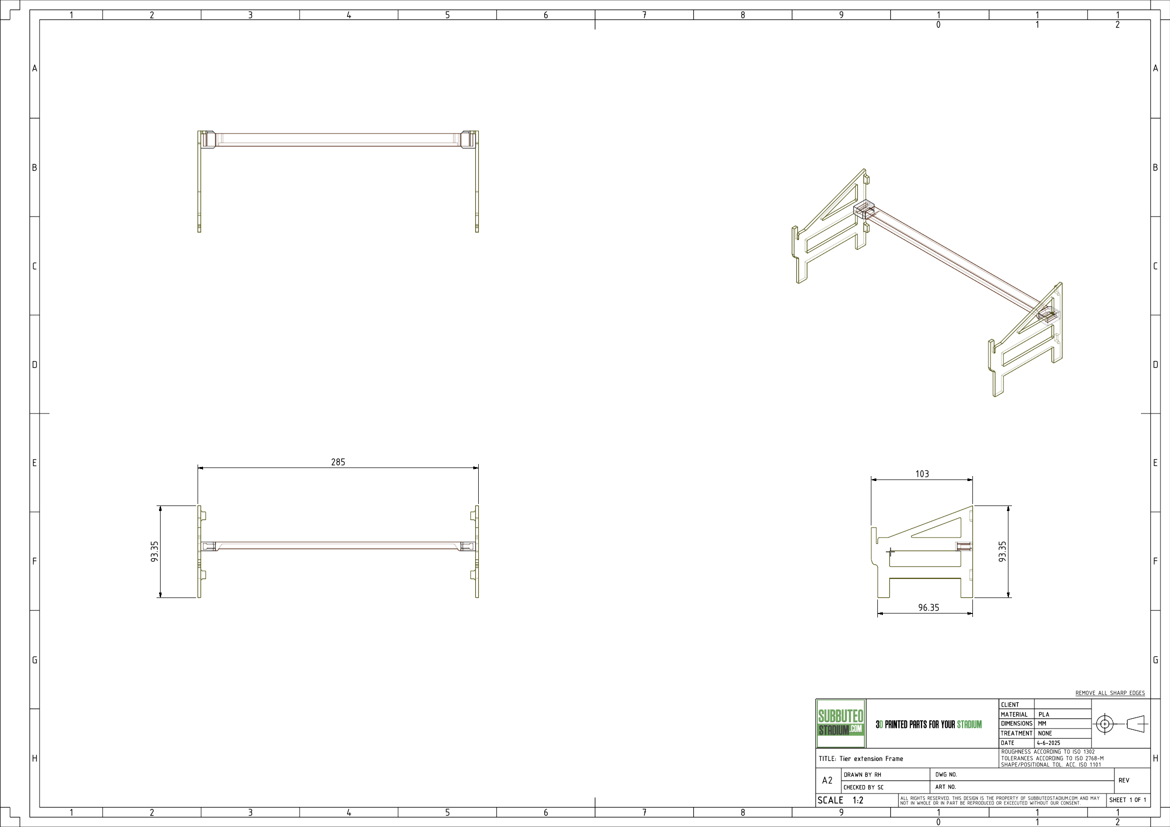 Tier Extension Frame for Terraces T1 , T3 and T5