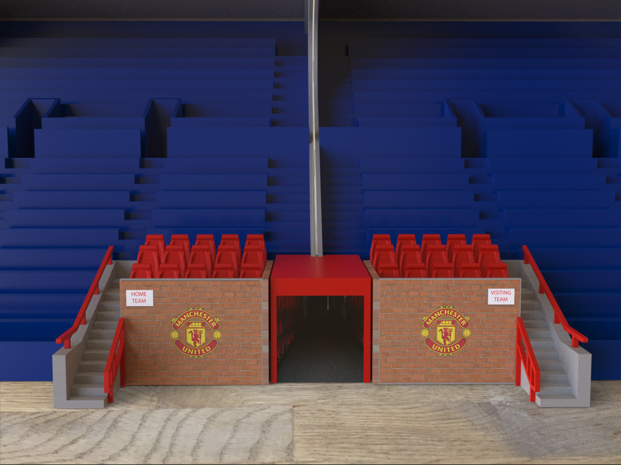 Replica Old Trafford Dugouts (set) with Players tunnel included