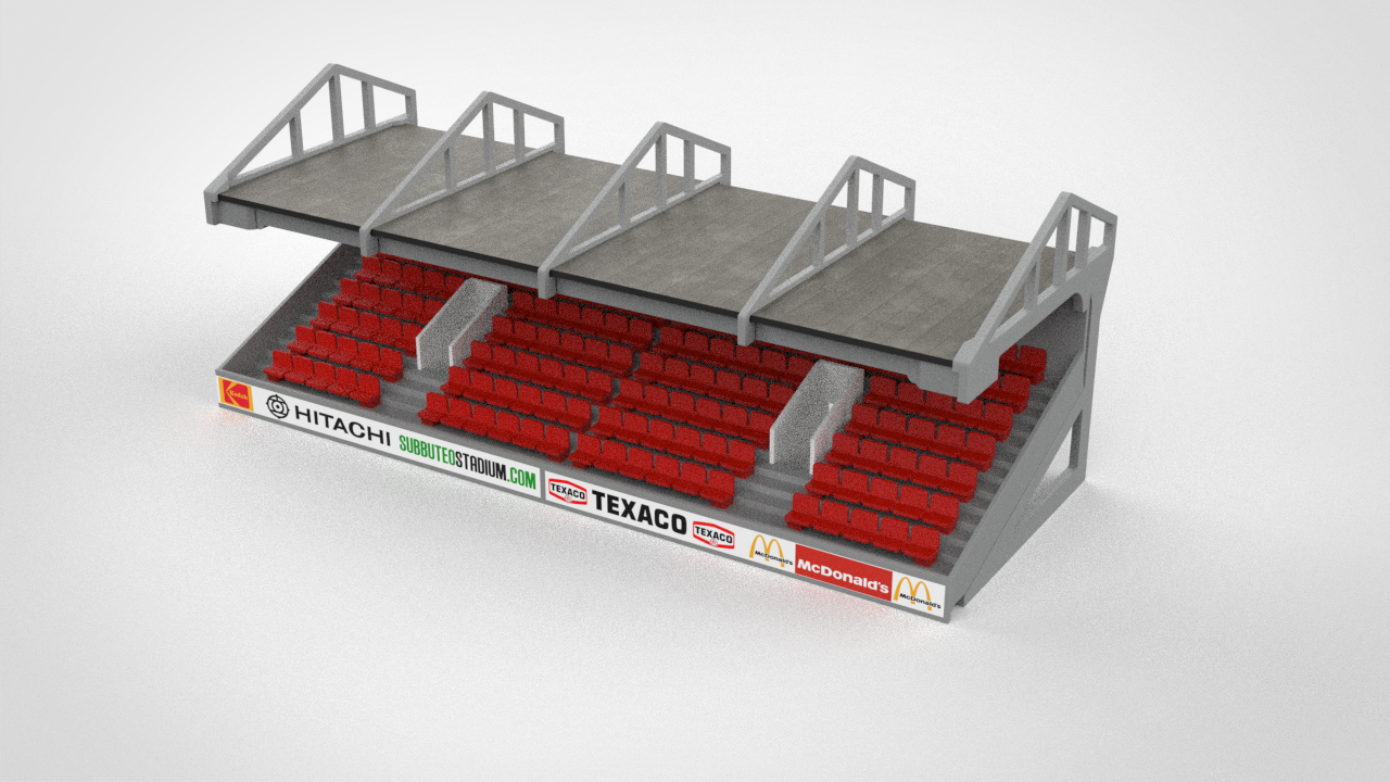 Single tier construction with roof for Terraces T1 , T3 and T5