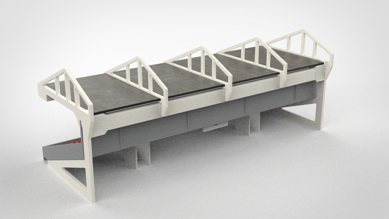 Single tier construction with roof for Terraces T1 , T3 and T5