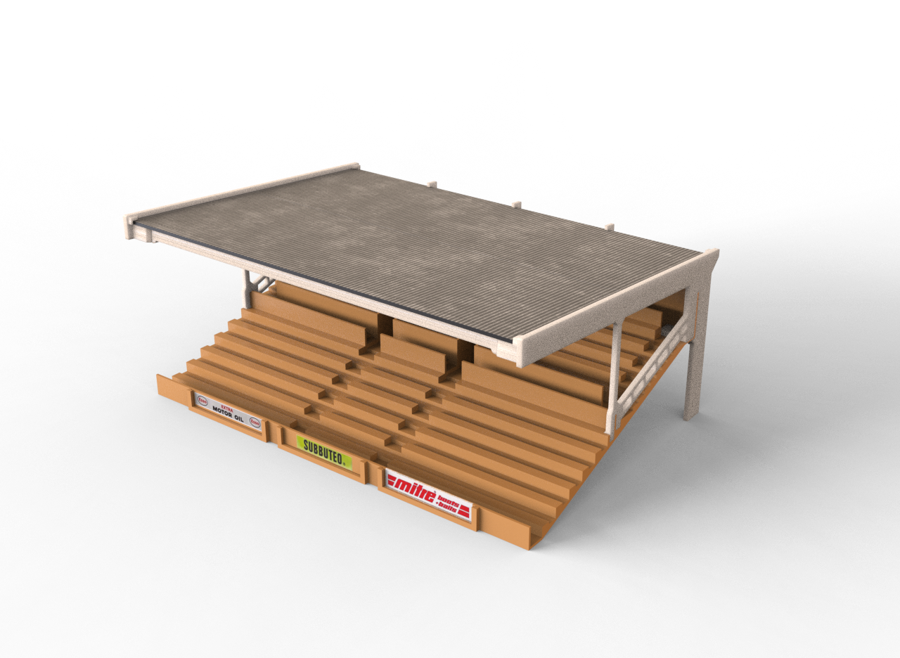 Straight roof construction for Subbuteo C142 terrace