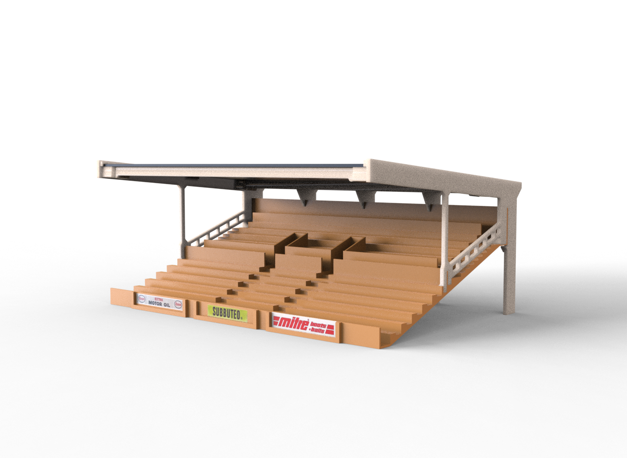 Straight roof construction for Subbuteo C142 terrace